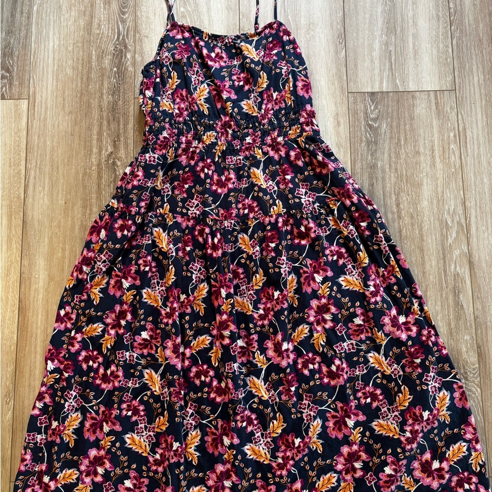 Floral Dress - Navy, Pink, Orange